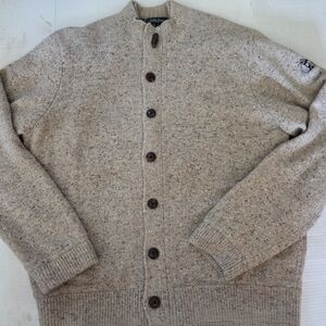 Bobby Jones Mens Tan Golf knit cardigan Button/zip XL Lambswool
